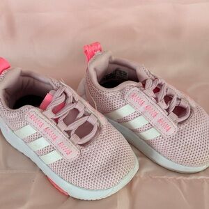 Adidas Kids Pink and White Mesh Sneakers